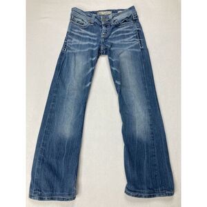 BKE Blue Culture Distressed Y2K Low Rise Bootcut Denim Jean Womens 27 R